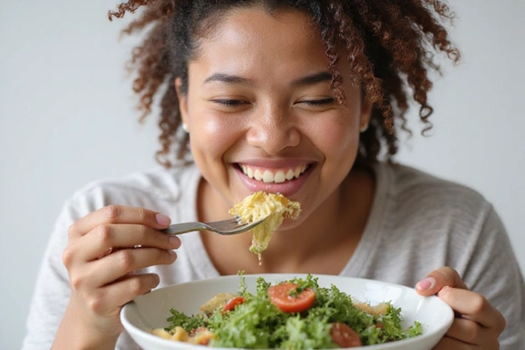 Ewa P. ciesząca się zdrowym posiłkiem.